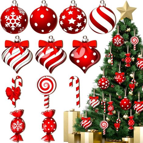 Guirlande De Décoration En Bois - 36 Pièces Ornement Accroche Noël - Pour Arbre À Noël Table Mur Fenêtre - Lot Complet (1/5)