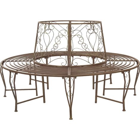 Baumbank 8-Sitzanzahl Ø 160 x 89 cm Stahl Antikbraun Rund vidaXL
