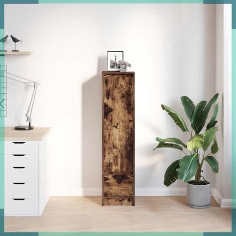 861656 Buffet haut chêne fumé 29,5x34x119,5 cm bois d'ingénierie (1/5)