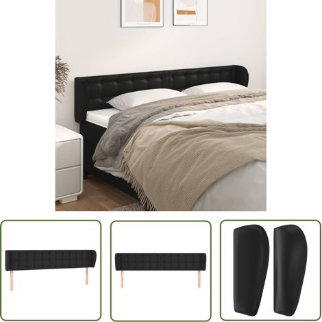 Furniture Limited - Tête de lit avec oreilles Noir 183x23x78/88 c (1/5)