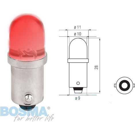 BOSMA Glühbirne 12V 1LED STANDARD BA9s Rot Blister
