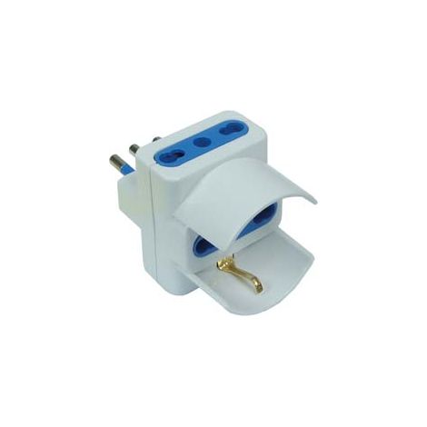 ADATTATORE TRIPLO 2P+T CON SCHUKO BIANCO- - spina 16A e prese 10/16A bianco - 20 pezzi SYNTESY