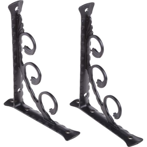 Paire de supports d'étagère triangulaires, robustes, à fixation murale, en métal renforcé, noirs et durables. (1/5)