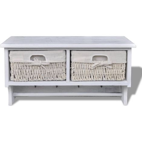 Porte-manteau Blanc 60x23,5x33 cm Bois de Paulownia (1/5)
