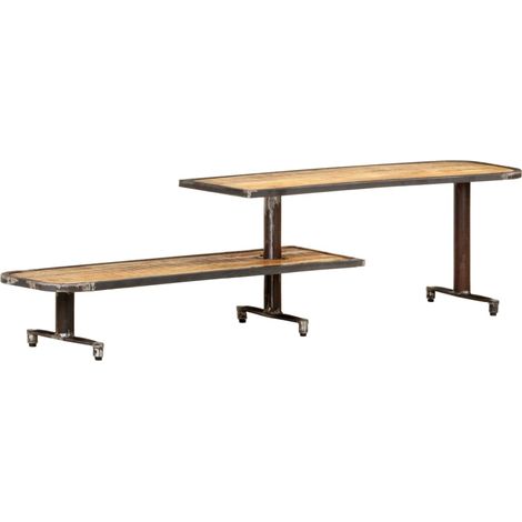 Mueble TV multimedia estantería para televisión buffet para televisión comedor salón dormitorio 160 x 30 x 40 cm madera maciza de mango marrón 020026052