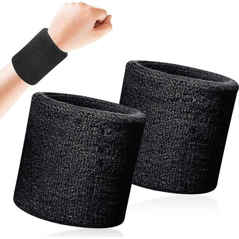 Ensemble de 2 bandeaux anti-transpiration en coton, pour le poignet, idéal pour le tennis, le basketball, la course à pied et la salle de sport. (1/5)
