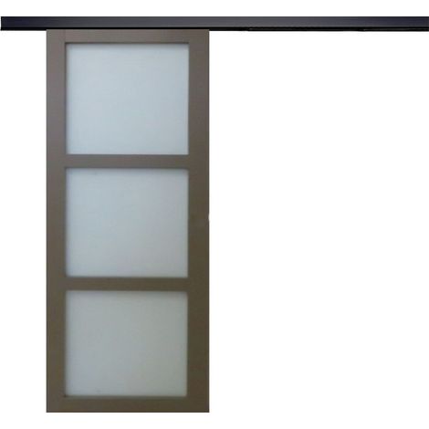 Porta Scorrevole Marrone Ral7006 Vitee H204 x L73 + Binario in Alluminio Profilo Nero