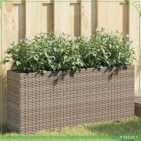 Jardinière - 3210515 - Résine tressée (poly rotin) - Pack 2 90×20×40 cm - Gris (1/5)