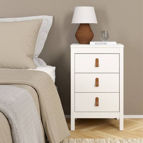 Dmora - Comodino Mirabelle, Comò basso, Tavolino da notte, Mensola da letto, 44x38 h70 cm, Bianco (1/5)