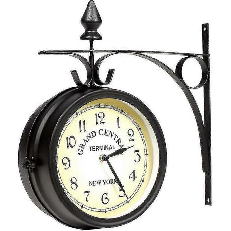 Horloge murale en fer forgé, horloge de jardin, horloge de gare, horloge double face artisanale Grand Central Terminal, New York, de la boutique ZHENSENZHE (1/4)