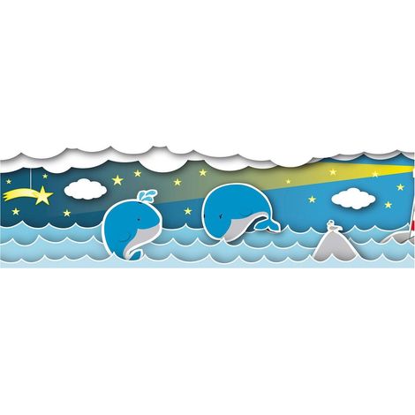 Animal pattern wallpaper wall Profhome 403734 self-adhesive border slightly textured with animal pattern matt blue yellow red white 0.75 m2 (8.07 ft2) (1/5)