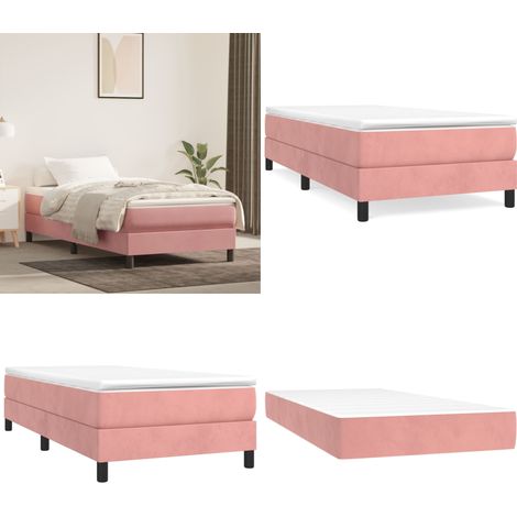 Giroletto a Molle con Materasso Rosa 90x200 cm in Velluto - Materasso a molle - Letto rosa
