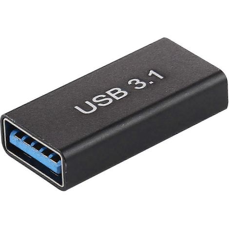 Adaptateur USB 3.0 femelle vers Type-C femelle en alliage d'aluminium (noir) (1/4)