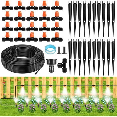 75-foot drip irrigation system kit, quick-connect automatic garden watering system, suitable for greenhouses, patios, lawns, and plants, includes hose and accessories. (1/5)