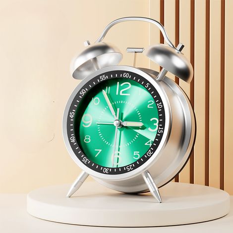 Réveil Analogique Rétro Double Cloche Sans Tic Tac Vintage Rechargeable Quartz Fort Veilleuse Enfants Sommeil Profond Vert - AUTRES (1/5)
