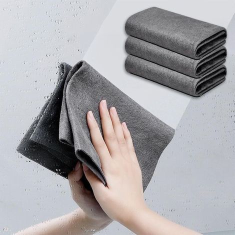 Lot de 3 chiffons de nettoyage magiques pour verre, chiffon microfibre, torchon cuisine, Réutilisables, Super doux, Sans traces, Lavables, Pour la maison, la cuisine, les vitres de voitures