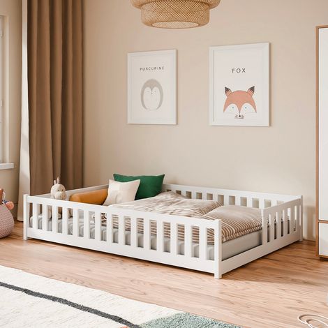 Letto a terra 140x200 con rete a doghe Théa Bianco (1/4)