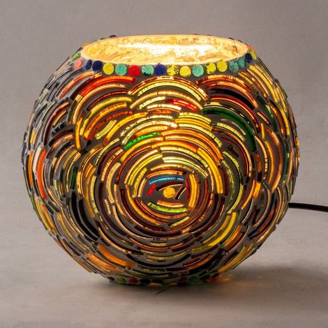 Lampada da tavolo a mosaico in vetro giallo