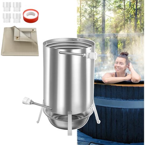 Fût de feu de chauffage de piscine en acier inoxydable avec bois de chauffage, connexions 32/38 mm, seau chauffé de piscine, pour griller le chauffage de l'eau de piscine NAIZY (1/5)
