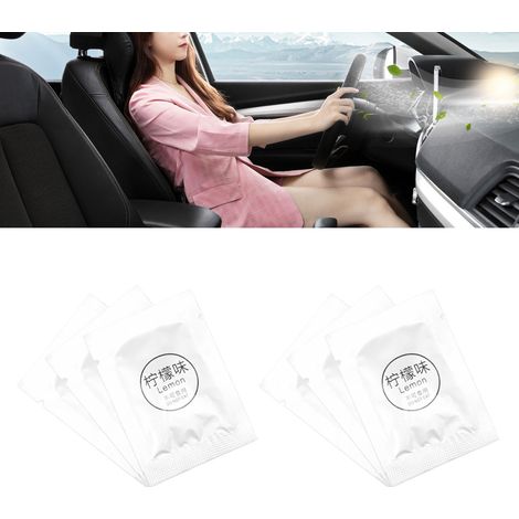 Lot de 6 sachets de pastilles désodorisantes pour voiture, pastilles désodorisantes en PE, disques de coton désodorisants, pastilles désodorisantes pour ventilateur, recharges, parfum citron. (1/5)