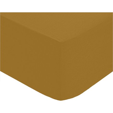 Drap housse percale de coton uni 140 x 190 cm Harmonie mordore (1/2)