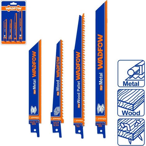Set de 10 lames de scie sabre Wadfow mixtes bois et métal (1/4)