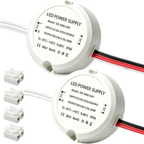 Transformateur LED 24V 36W 1.5 A 230V à 24V Mini Anneau AC à DC Commute Transformateur Basse Tension Tension Constante pour Rubans LED et Ampoules DIY Sans Scintillement Sans Bruit (1/5)