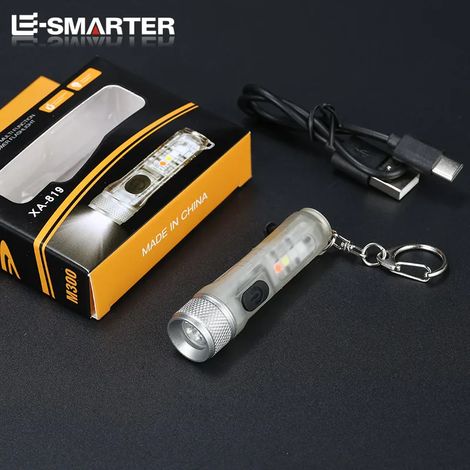 Mini lampe porte-clés LED - Petite lampe torche EDC - 10 modes - Étanche - Camping - Avertissement - Lumière forte (1/4)