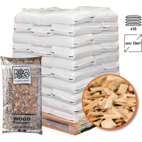 Racine – Paillage végétal plaquette forestière 10 sacs de 50L – Densité 100g/m² – Pour sols acides et terrains humides