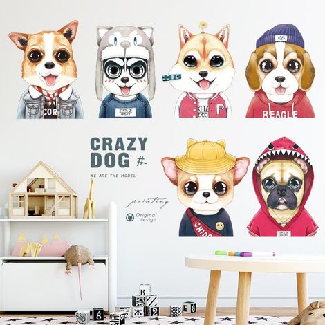 Papier peint autocollant décoratif pour la maison avec un adorable chien de dessin animé (1/5)