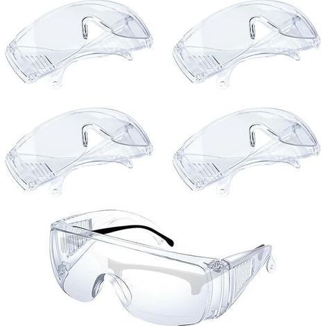 Lote de 5 gafas de protección transparentes – Revestimiento antivaho y antirrayaduras – Ajuste seguro para laboratorio y horticultura (1/5)