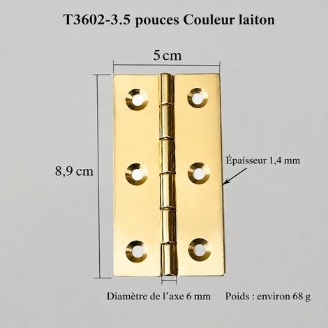 Charnière en laiton couleur laiton 3,5 pouces avec âme en cuivre 3.5 8,9 × 5 × 0,14 cm 68 g – Livraison gratuite