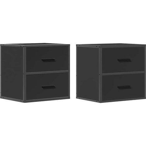 Maison Exclusive - Mesitas de noche de pared 2 unidades negra 40x
