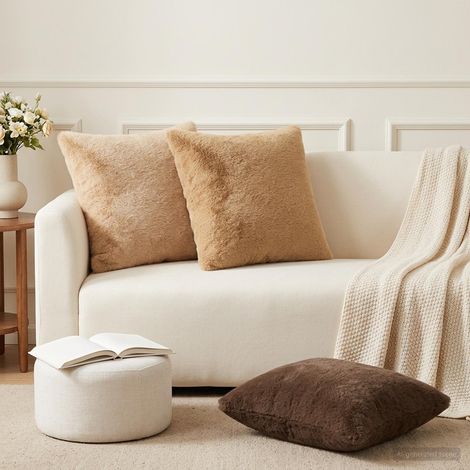 Housse de coussin 2 pc HEERLEN Taupe 45 x 45 cm (1/5)