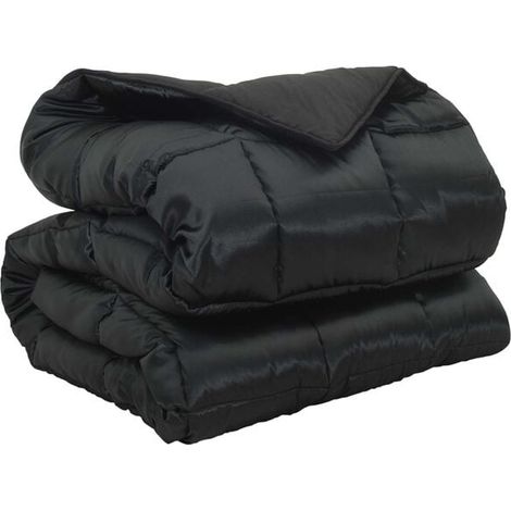 Couette d'hiver noire en duvet, 135 x 200 cm, finition satin et microfibre. (1/5)