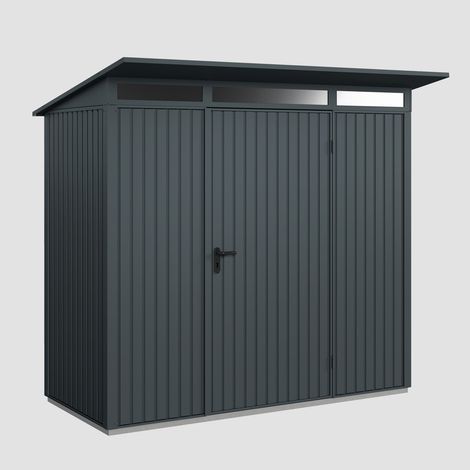 Hörmann Ecostar Metall-Gerätehaus Trend mit Pultdach Typ 1, 248 x 153 cm, anthrazitgrau, 2,6 m², 1-flüglige Tür