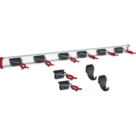 BRUNS Alu-Gerätehalter-Set, inkl. 8 Halter, 2 Haken und mit Schiene 1000 mm