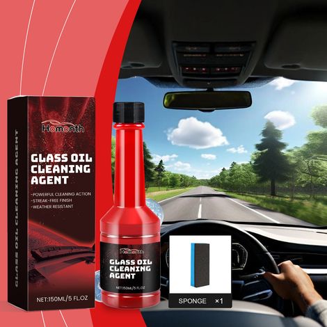Ölfilmentferner für Autoscheiben, Glasaufbereitung, Fleckenentfernung, Reinigung und klare Sicht – 150 ml + Schwammtuch -- DE (1/5)