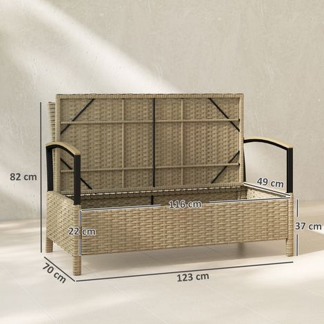 Banc de rangement 125 L (avec coussin), métal, 123 x 70 x 82 cm, kaki (1/5)