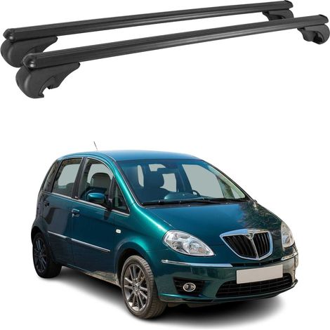 OMAC Aluminium Dachträger Querträger für Lancia Musa 2004-2012 – TÜV / DIN 75302:2019 – Abschließbar – Max. 75 kg – 2 Stangen Schwarz (1/5)