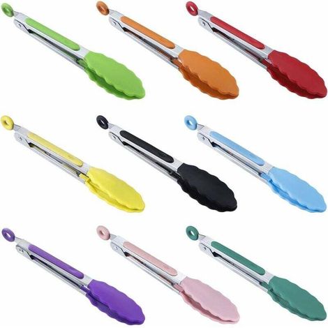 7 Zoll Mini-Servierzangen-Set aus Silikon in 9 Farben.