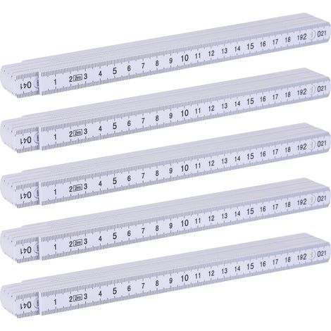 Mini Mètre Pliant 2 M 5 Pièces Mètre Pliant en Plastique,Règle Pliante Double Face,Règle Pliante Portative,pour Les Menuisiers,Les Chantiers de Construction,Les Projets de Bricolage (1/5)
