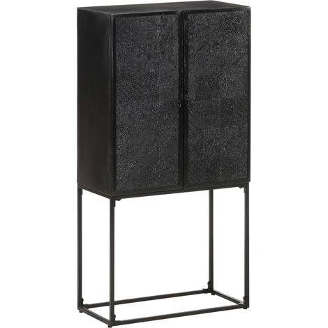 Sideboard Schwarz 60x30x120 cm Massivholz Akazie und Mango