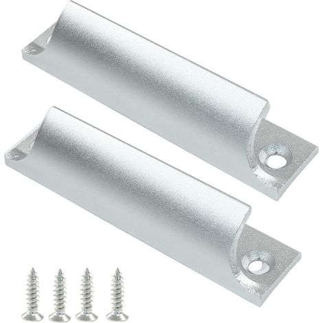 Poignée de porte coulissante en aluminium – Poignée d'armoire et fenêtre intérieure argent – Design moderne élégant – Montage facile – Quincaillerie durable pour meuble tiroir balcon (1/3)