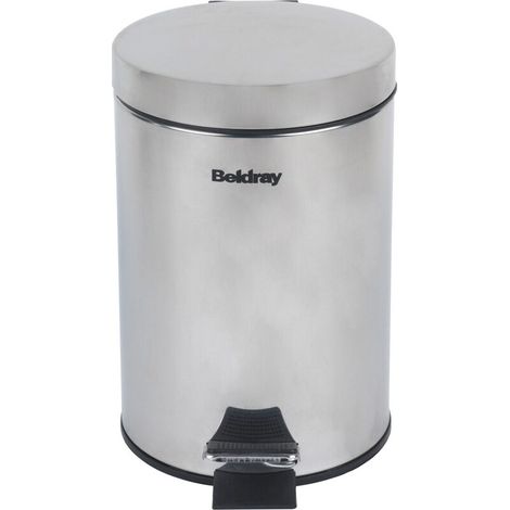 Papelera con pedal de cierre suave Beldray LA038098SSPFEU7 de 3 litros, acero inoxidable (1/3)