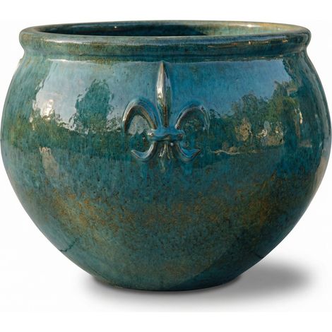 Keramischer Blumentopf Clovis - Stahlblau - Ø 53 cm ↑ 43 cm (1/4)