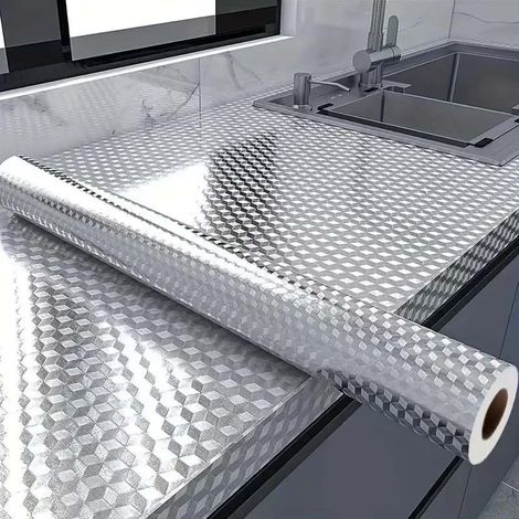 Rouleau aluminium cuisine résistant chaleur – étanche et anti-huile, idéal pour crédences et tiroirs, facile à nettoyer, déco moderne, pose rapide (1/5)