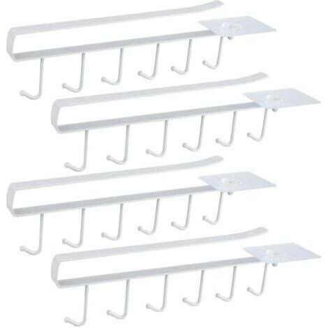 Blanc Lot de 4 Armoire Insert Porte-Tasses Porte-gobelet pour 6 Tasses Crochets de rangement pour Tasses Rangement Crochets pour Ustensiles de Cuisin (1/4)