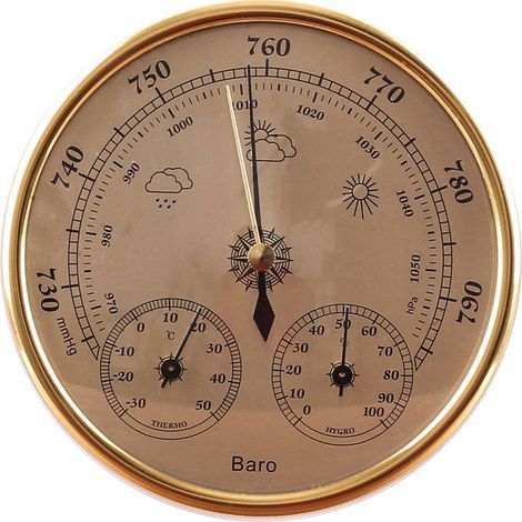 Barometer, Wetterstation mit Barometer und Thermometer/Hygrometer, 3-in-1-Wandwetterstation (analog), für den Innen- und Außenbereich (1/4)