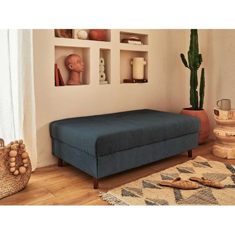 Lisa Design – Pouf modulable en velours côtelé bleu nuit – Assise mousse polyuréthane 30Kg/m3 – Design moderne pour salon contemporain – Fabrication européenne